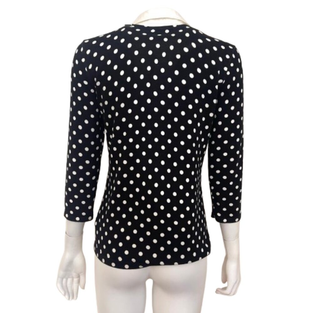 NWOT Ralph Lauren POLKA DOT WHITE COLAR KNIT TOP S - Picture 3 of 13